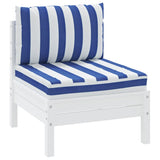 Vidaxl Pallet Cushions 2 Stripped Oxford tissu blanc et bleu