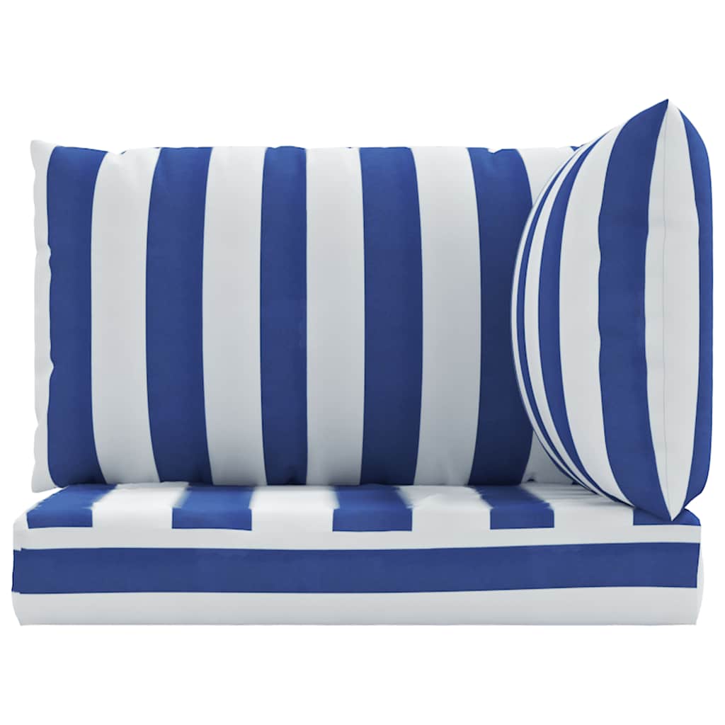Vidaxl palletkussens 3 st gestreept oxford stof wit en blauw