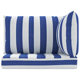 Vidaxl palletkussens 3 st gestreept oxford stof wit en blauw