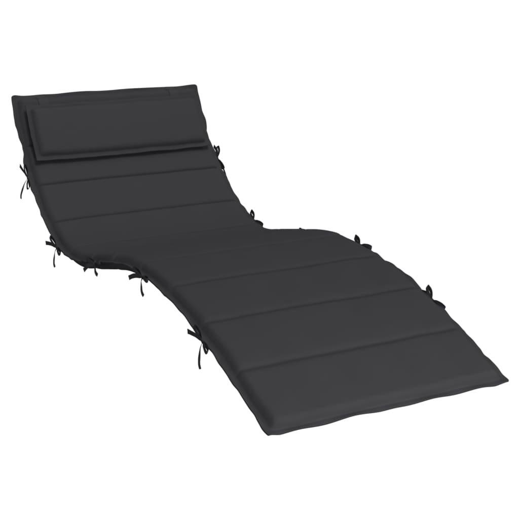 Vidaxl Lounger Cushion 180x60x3 cm Oxford tissu noir