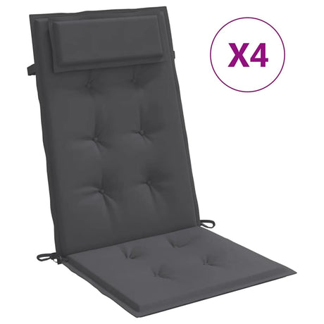 Vidaxl stoelkussens 4 st hoge rug oxford stof antracietkleurig
