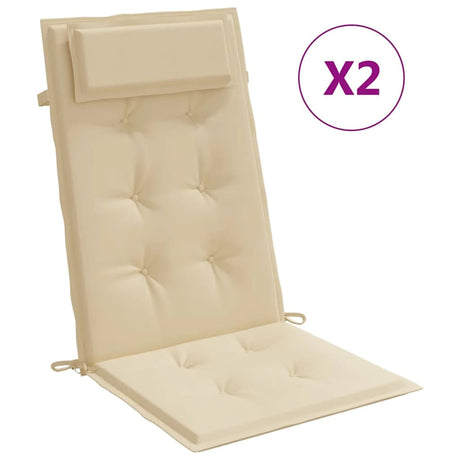 Vidaxl stoelkussens 2 st hoge rug oxford stof beige