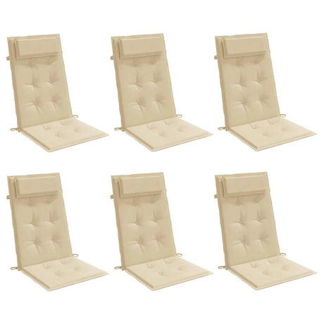 Vidaxl stoelkussens 6 st hoge rug oxford stof beige