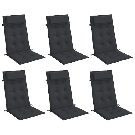 Vidaxl stoelkussens 6 st hoge rug oxford stof zwart
