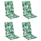 Vidaxl stoelkussens 4 st hoge rug bladpatroon oxford stof