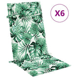 Vidaxl stoelkussens 6 st hoge rug bladpatroon oxford stof