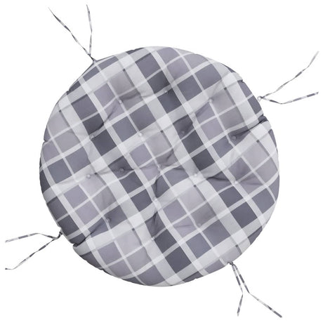 Vidaxl zitkussen rond ruitpatroon ø 100x11 cm oxford stof grijs