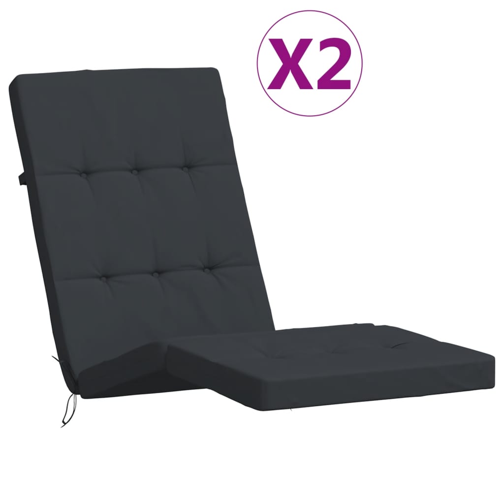 Vidaxl cojines de la silla del patio 2 piezas tela oxford negro