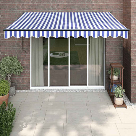 Vidaxl luifel uittrekbaar 3x2,5 m stof en aluminium blauw en wit