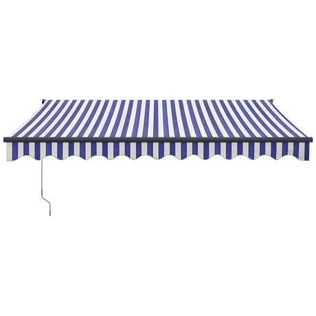 Vidaxl luifel uittrekbaar 3,5x2,5 m stof en aluminium blauw en wit