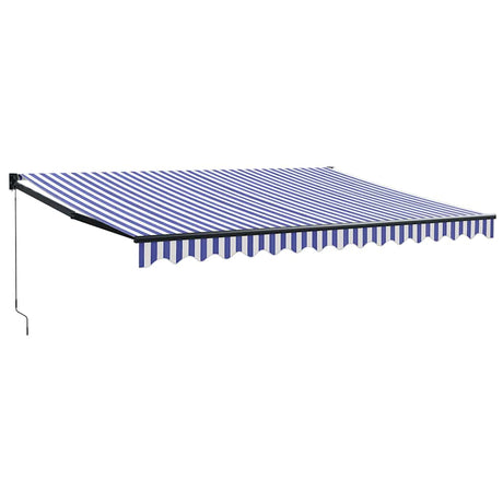 Vidaxl luifel uittrekbaar 4,5x3 m stof en aluminium blauw en wit