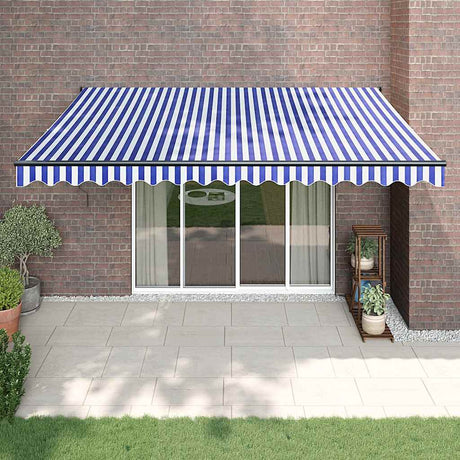Vidaxl luifel uittrekbaar 4,5x3 m stof en aluminium blauw en wit