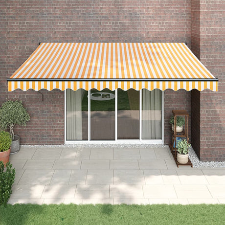 Vidaxl luifel uittrekbaar 4,5x3 m stof en aluminium geel en wit