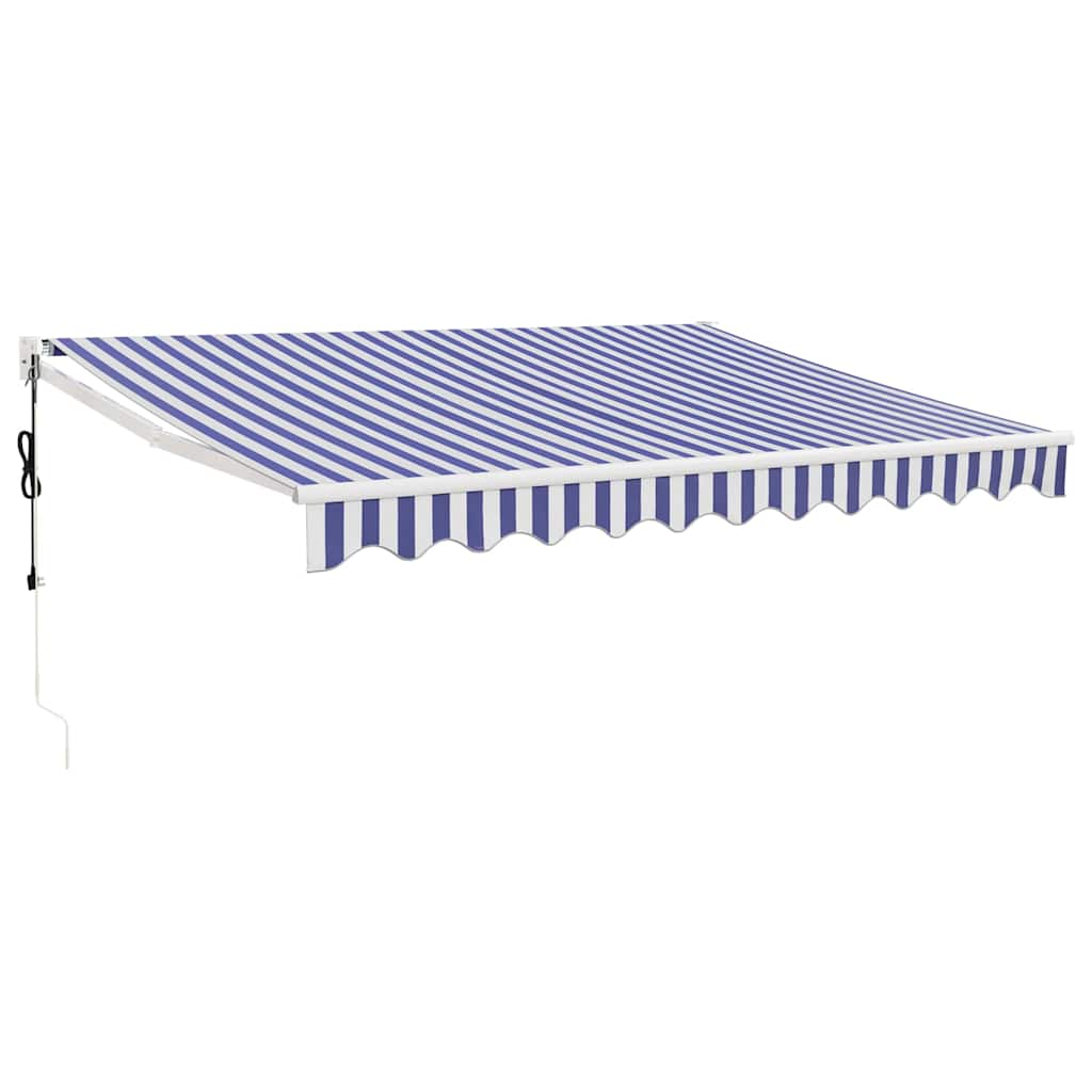 Vidaxl luifel elektrisch uitschuifbaar 3,5x2,5 m blauw en wit