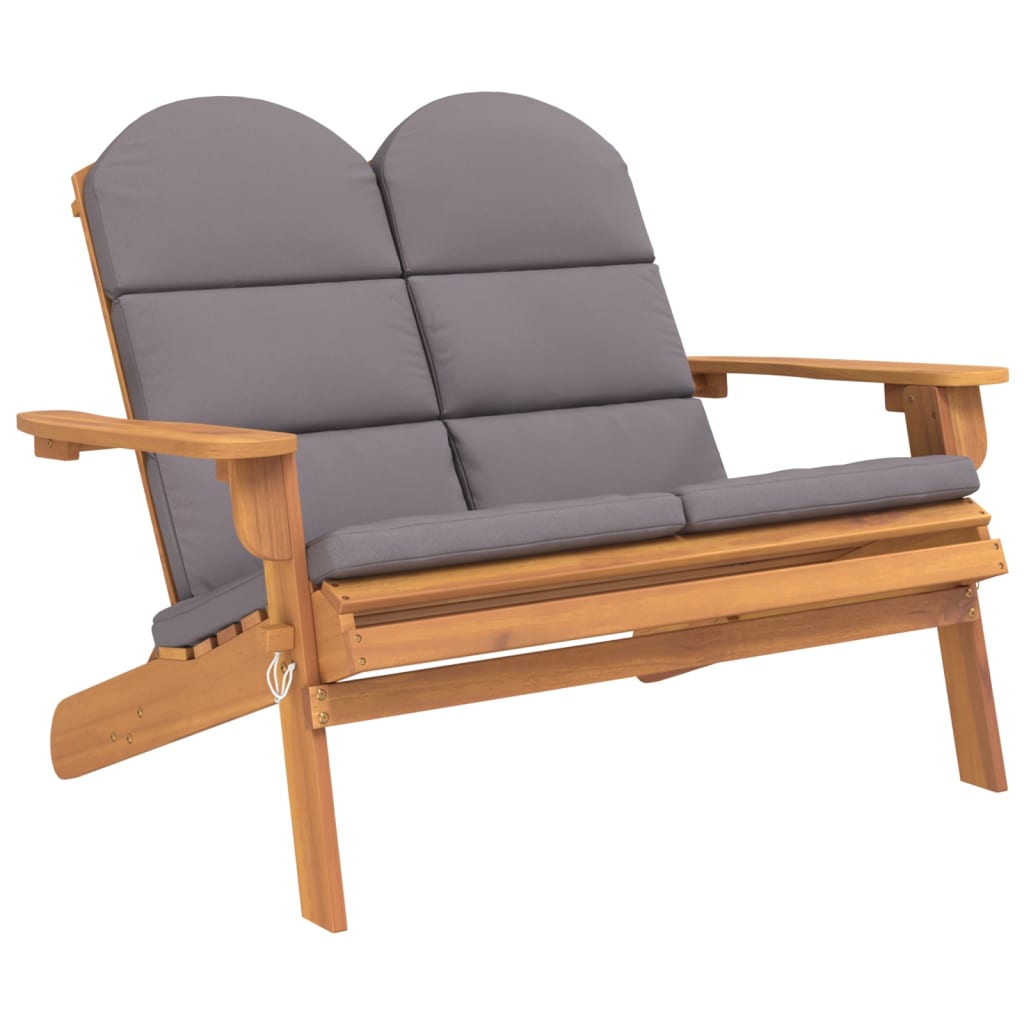Vidaxl tuinbank adirondack met kussens 126 cm massief acaciahout