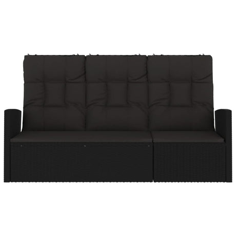 Vidaxl tuinbank verstelbaar met kussens 173 cm poly rattan zwart