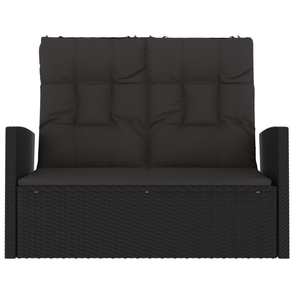 Vidaxl tuinbank verstelbaar met kussens 118 cm poly rattan zwart