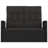 Vidaxl tuinbank verstelbaar met kussens 118 cm poly rattan zwart