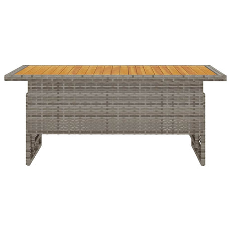 Vidaxl tuintafel 100x50x43 63 cm acaciahout en poly rattan grijs