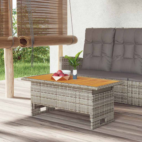 Vidaxl tuintafel 100x50x43 63 cm acaciahout en poly rattan grijs