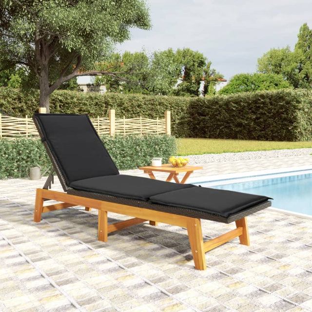 Vidaxl ligbed met tafeltje poly rattan en massief acaciahout