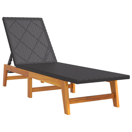 Vidaxl ligbed poly rattan en massief acaciahout zwart en bruin