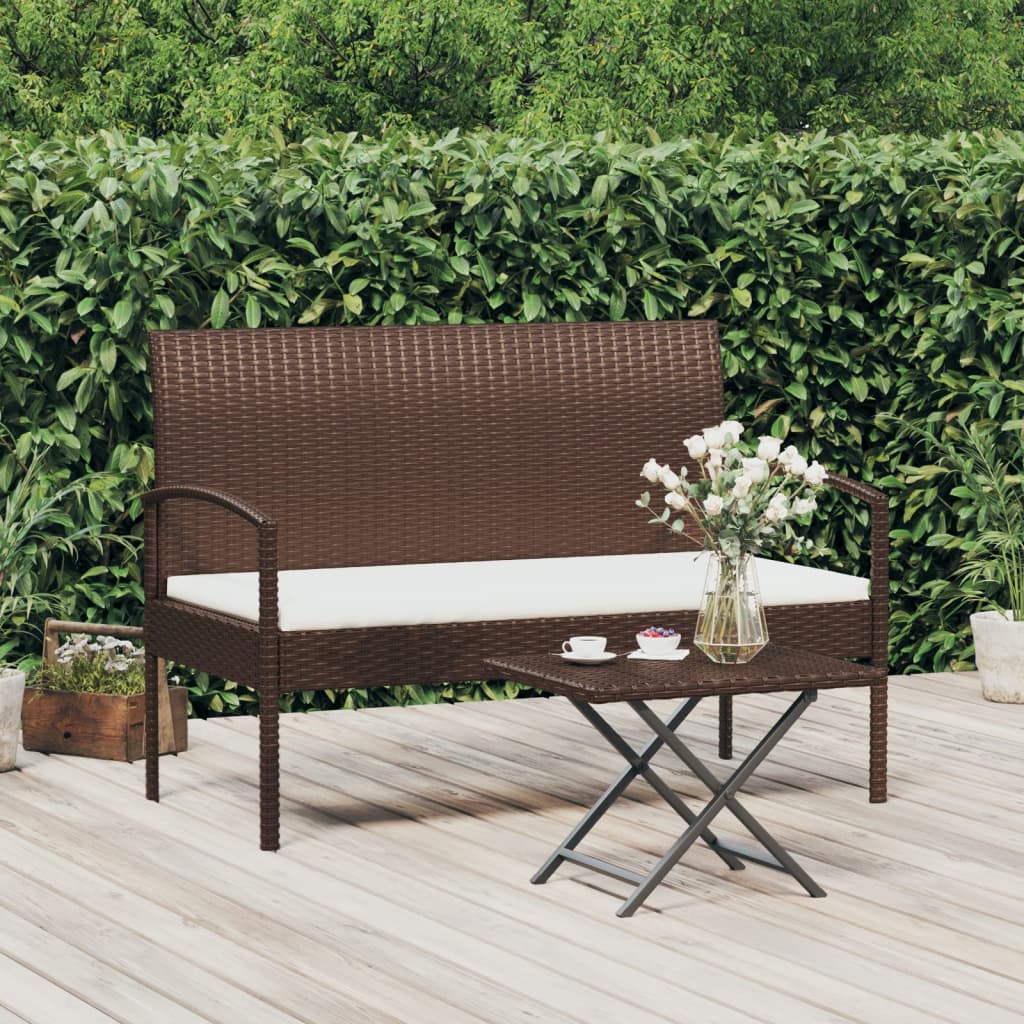 Vidaxl tuinbank met kussen 105 cm poly rattan bruin