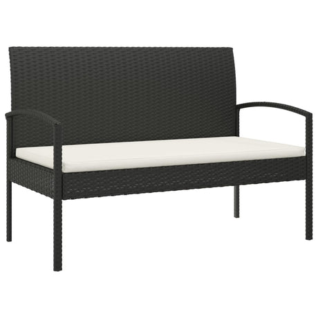 Vidaxl tuinbank met kussen 105 cm poly rattan zwart