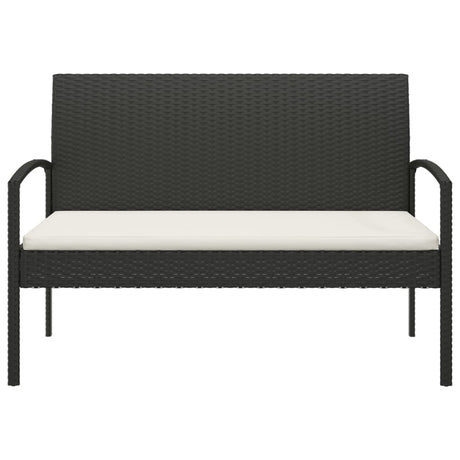Vidaxl tuinbank met kussen 105 cm poly rattan zwart
