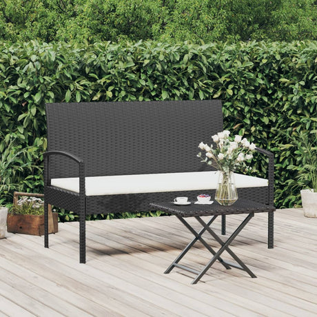 Vidaxl tuinbank met kussen 105 cm poly rattan zwart