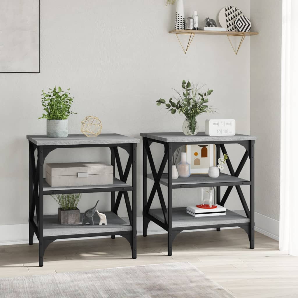 Vidaxl bijzettafels 2 st 40x42x50 cm bewerkt hout grijs sonoma eiken