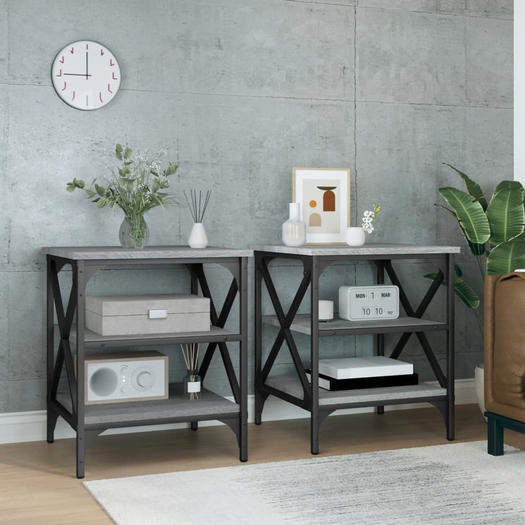Vidaxl bijzettafels 2 st 40x42x50 cm bewerkt hout grijs sonoma eiken