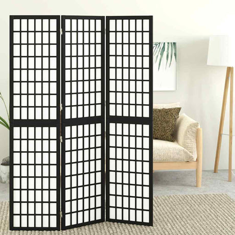Vidaxl kamerscherm inklapbaar 3 panelen japanse stijl 120x170 cm zwart