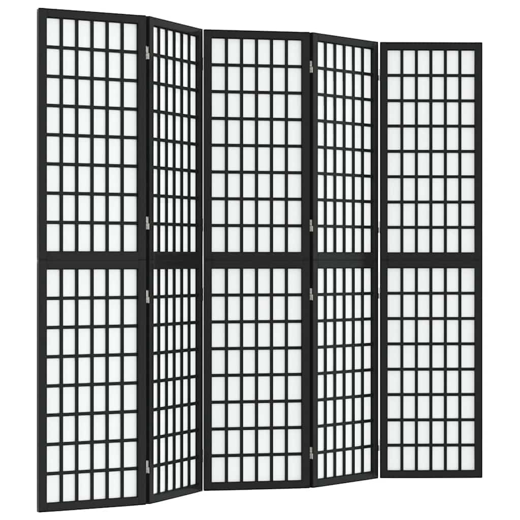 Vidaxl kamerscherm inklapbaar 5 panelen japanse stijl 200x170 cm zwart