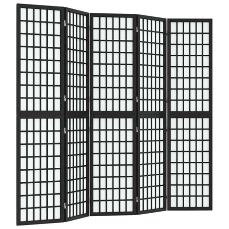 Vidaxl kamerscherm inklapbaar 5 panelen japanse stijl 200x170 cm zwart
