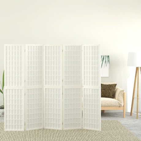 Vidaxl kamerscherm inklapbaar 5 panelen japanse stijl 200x170 cm wit