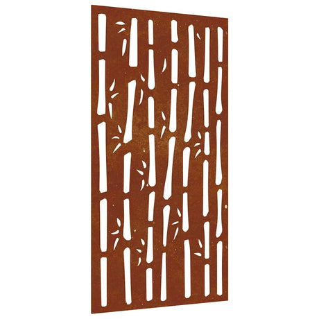 Vidaxl wanddecoratie tuin bamboe-ontwerp 105x55 cm cortenstaal
