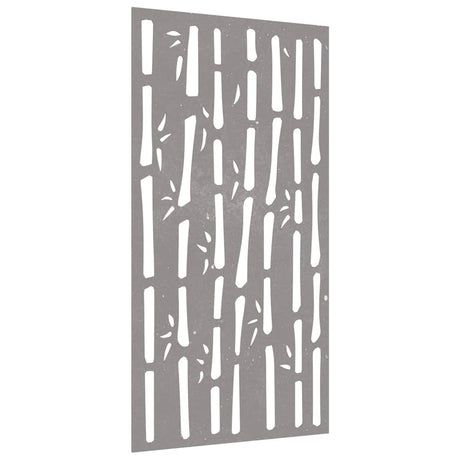 Vidaxl wanddecoratie tuin bamboe-ontwerp 105x55 cm cortenstaal
