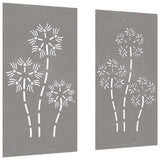 Vidaxl wanddecoratie tuin 2 st bloemenontwerp 105x55 cm cortenstaal