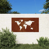 Vidaxl wanddecoratie tuin wereldkaartontwerp 105x55 cm cortenstaal