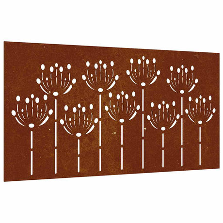 Vidaxl wanddecoratie tuin bloemenontwerp 105x55 cm cortenstaal