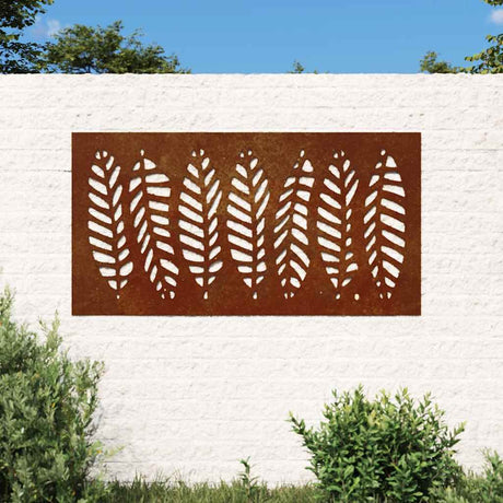Vidaxl wanddecoratie tuin bladontwerp 105x55 cm cortenstaal