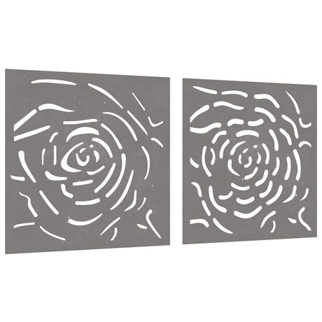 Vidaxl wanddecoratie tuin 2 st rozenontwerp 55x55 cm cortenstaal