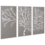 Vidaxl 3-delige tuindecoratieset boomontwerp 105x55 cm cortenstaal
