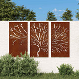 Vidaxl 3-delige tuindecoratieset boomontwerp 105x55 cm cortenstaal