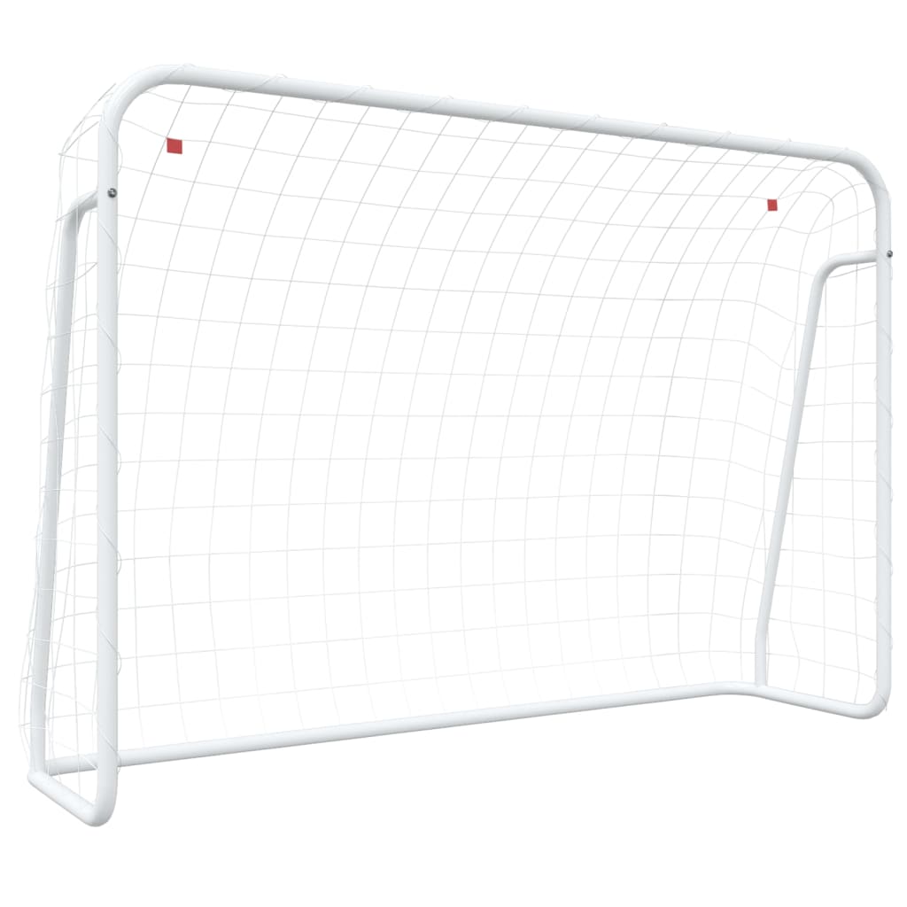 Objectif de football Vidaxl avec net 214x75x152 cm en acier et en polyester blanc