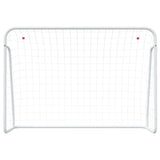 Objectif de football Vidaxl avec net 214x75x152 cm en acier et en polyester blanc