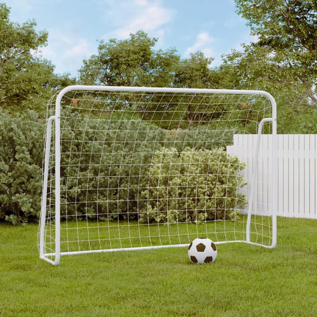 Obiettivo di calcio Vidaxl con NET 214x75x152 cm in acciaio e poliestere bianco