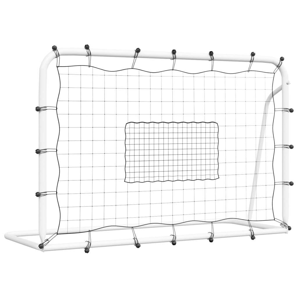 Vidaxl voetbalrebounder 184x61x123 cm staal en pe wit en zwart