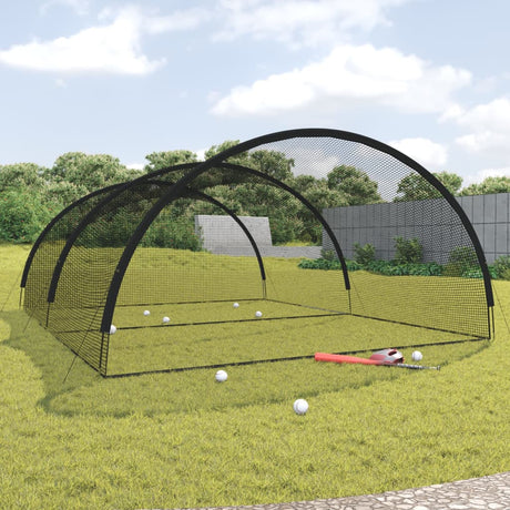 Vidaxl slagkooi honkbal 600x400x250 cm polyester zwart